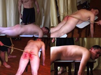 Boy spanking by belt and cane